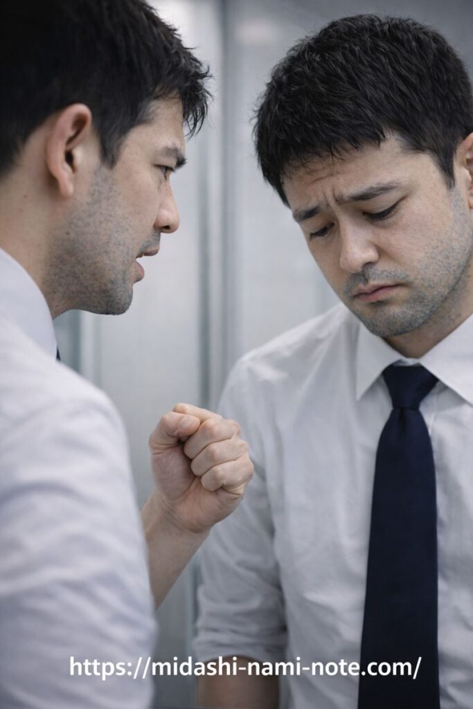 脱毛で変わりたい気持ちと現実への恐怖で葛藤する男性のイメージ